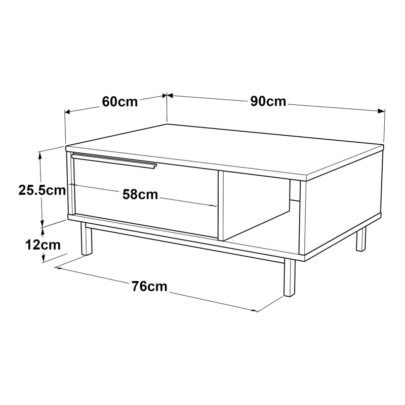 Målskitse Sofabord Majaajoå 90x60x38 cm [en.casa]