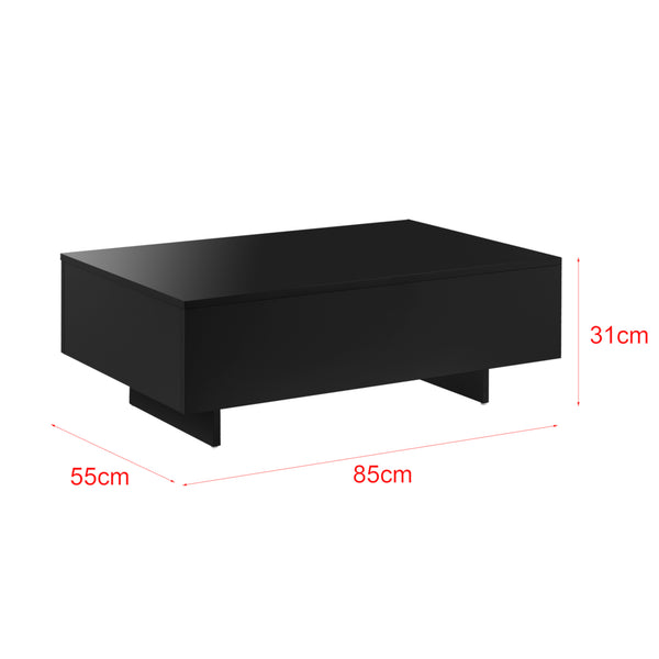 [en.casa] ® Sofabord Braunschweig-85x55x31cm-sort, højglans-melaminovertrukket spånplade - 15 mm 