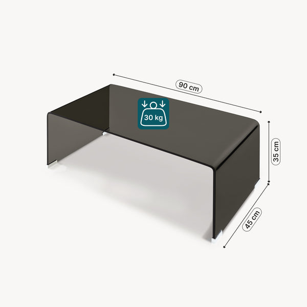 Sofabord Väsas 90x45x35 cm hærdet glas [en.casa]