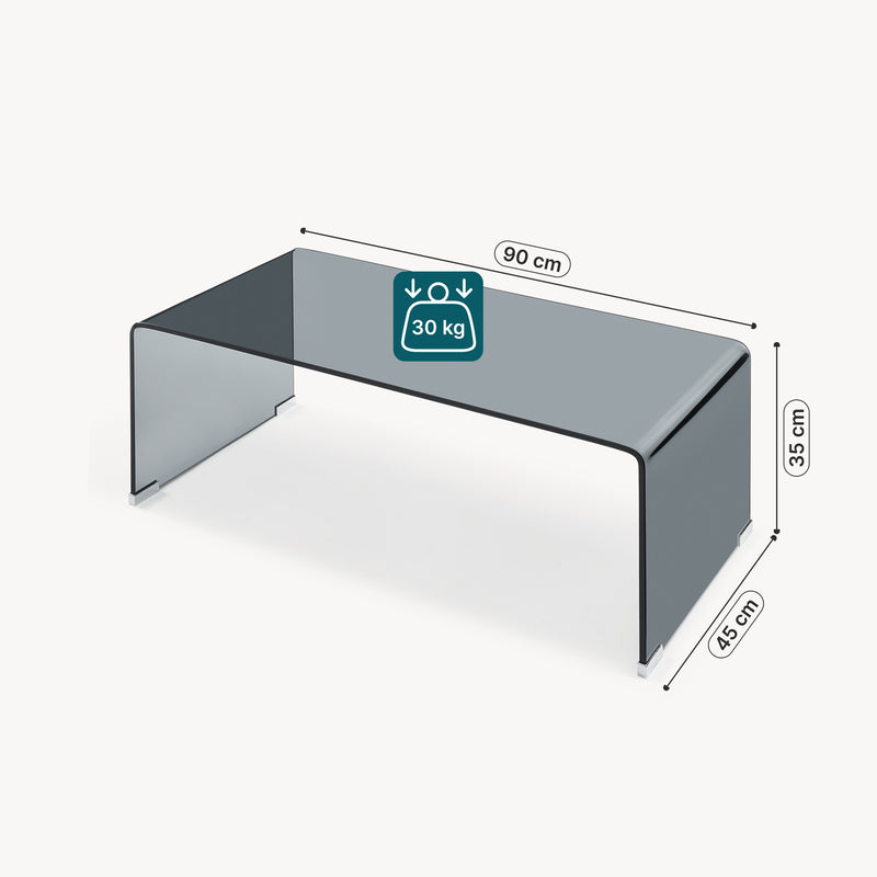 Målskitse Sofabord Väsas 90x45x35 cm hærdet glas [en.casa]