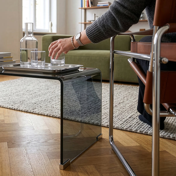 Sofabord Väsas 90x45x35 cm hærdet glas [en.casa]