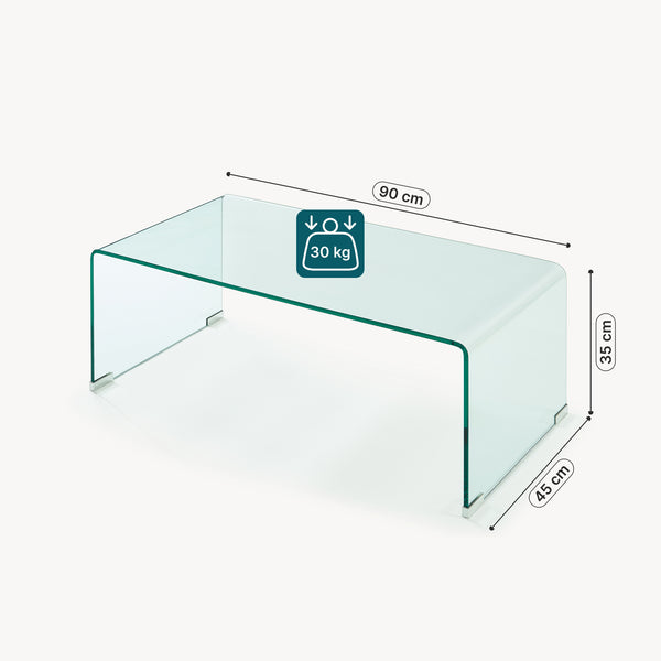Sofabord Väsas 90x45x35 cm hærdet glas [en.casa]