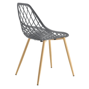 [en.casa]® Design spisestol sæt - 2 stk. - plastik/metal - bøgetræ imitation - 83x48x58cm - i forskellige farver