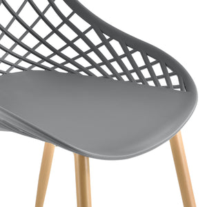 [en.casa]® Design spisestol sæt - 2 stk. - plastik/metal - bøgetræ imitation - 83x48x58cm - i forskellige farver