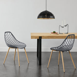 [en.casa]® Design spisestol sæt - 2 stk. - plastik/metal - bøgetræ imitation - 83x48x58cm - i forskellige farver