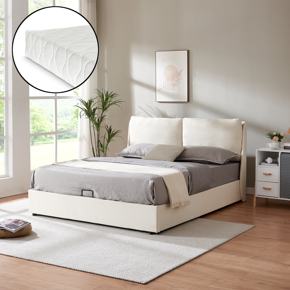 Lunner polstret seng med madras [en.casa]