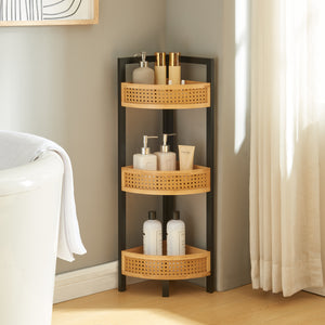 Hjørnereol Tervola 80x23x23 cm Sort/Bambus [en.casa] - premiumXL