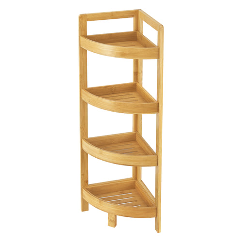 Bambus badehylde Lestijärvi hjørnehylde med 4 hylder 80x23x23cm [en.casa] - premiumXL