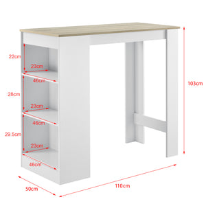 [en.casa] Elegant barbord med kopholder 110x50x103cm - krydsfiner - forskellige farver
