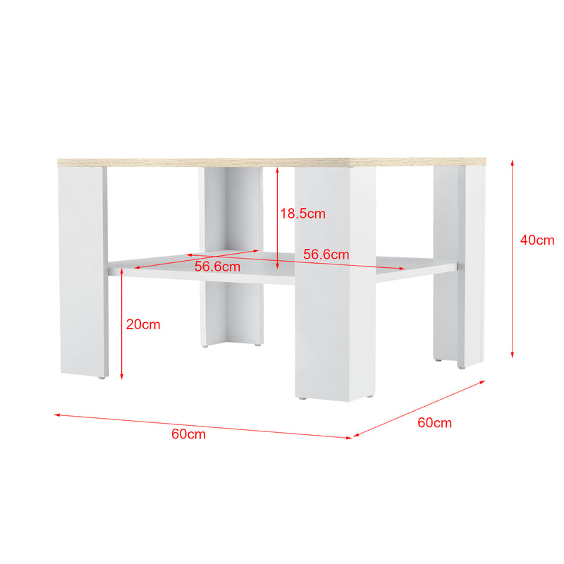 Målskitse [en.casa]® Sofabord Aabybro - 60x60x40cm - i forskellige farver
