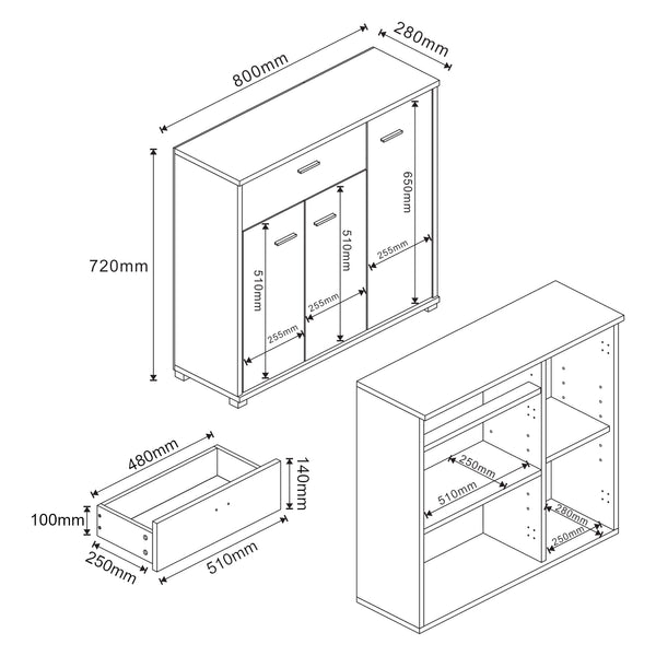 Skænk Bobeck 72x80x28 cm [en.casa].