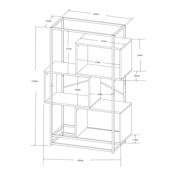 Bogreol Rennebu Sort/Eg [en.casa]