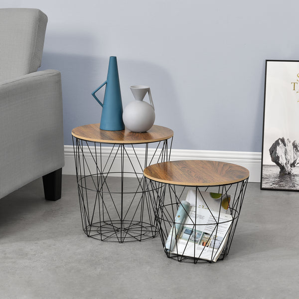 Metal kurv sidebord Codogno sæt af 2 i forskellige farver farver en.casa