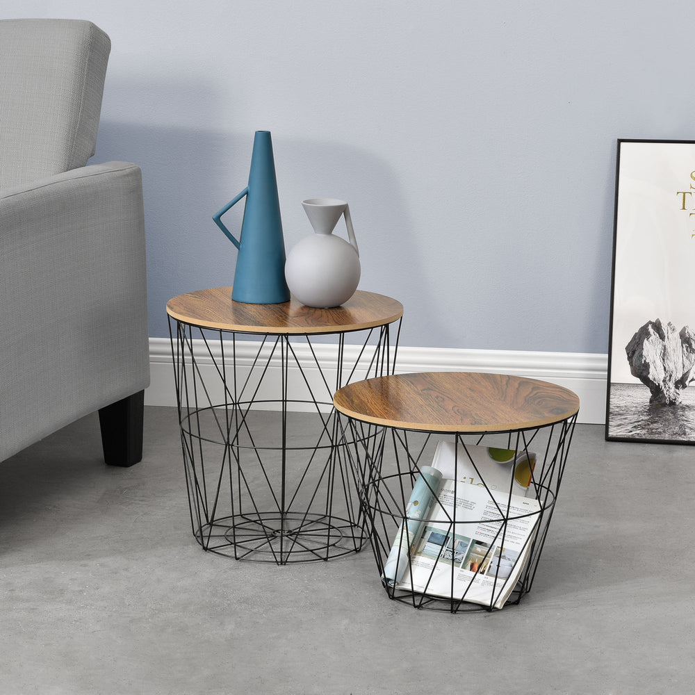 Metalkurv sidebord Codogno 2-delt sæt i forskellige farver en.casa - premiumXL