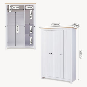 Garderobeskab Vasand 175x120x52 cm [en.casa]