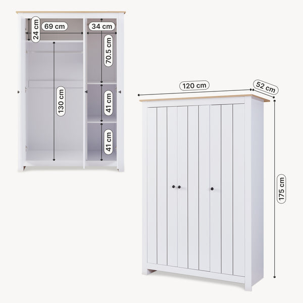 Garderobeskab Vasand 175x120x52 cm [en.casa]