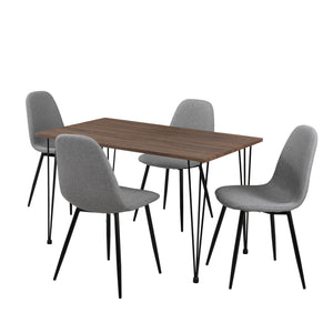 [en.casa]® Spisebord med Hårnål Ben og 4 Stole