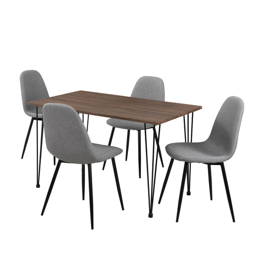 [en.casa]® Spisebord med Hårnål Ben og 4 Stole
