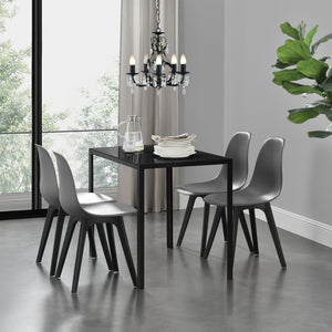 [en.casa]® Spisegruppe - bord (105x60x75cm) glasplade og 4 stole (83x54x48cm) robust plastik - i forskellige farver