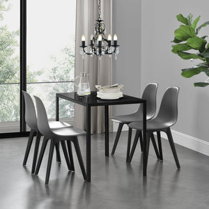 [en.casa]® Spisegruppe - bord (105x60x75cm) glasplade og 4 stole (83x54x48cm) robust plastik - i forskellige farver