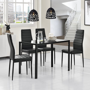 [en.casa]® Spisebord Hillerød - 105x60x75cm - 4 stole - kunstlæder