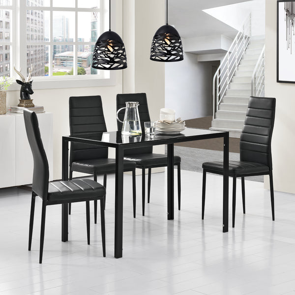 [en.casa]® Spisebord Hillerød - 105x60x75cm - 4 stole - kunstlæder