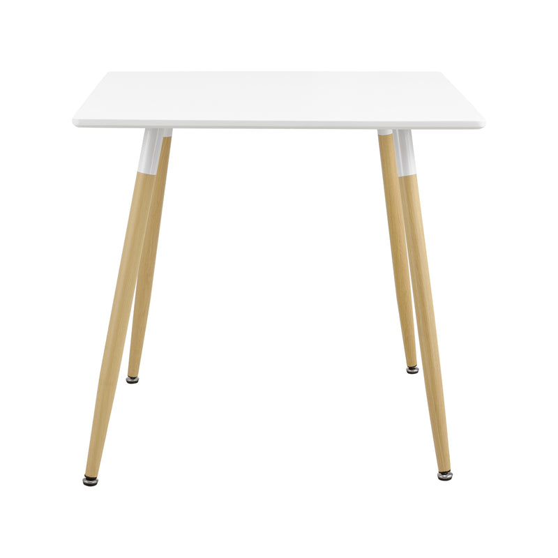 Målskitse [en.casa]® Spisebord Margrethe - 80x80x74cm - stål - MDF - eg farvet - hvid - plads for 3 personer - vælg model