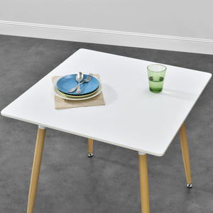 [en.casa]® Spisebord Margrethe - 80x80x74cm - stål - MDF - eg farvet - hvid - plads for 3 personer - vælg model