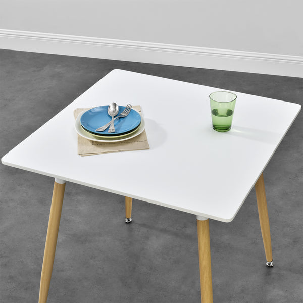 [en.casa]® Spisebord Margrethe - 80x80x74cm - stål - MDF - eg farvet - hvid - plads for 3 personer - vælg model