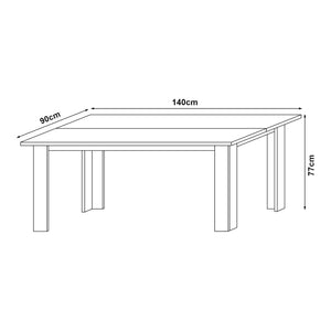 [en.casa]® Spisebord Nora - 140x90x77cm - i forskellige farver