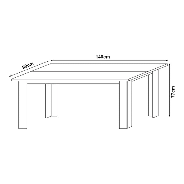 [en.casa]® Spisebord Nora - 140x90x77cm - i forskellige farver