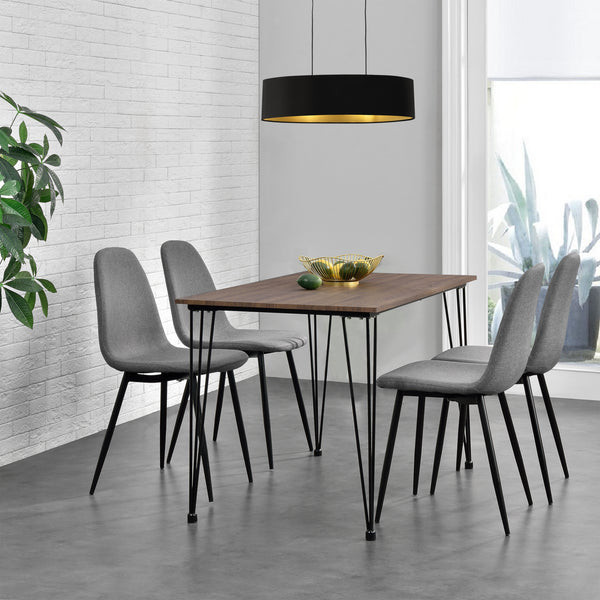 [en.casa]® Spisebord med Hårnål Ben og 4 Stole