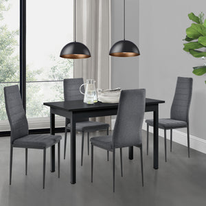 [en.casa] Spisebordssæt Lind - spisebord og 4 stole -120x60x75cm - i forskellige farver