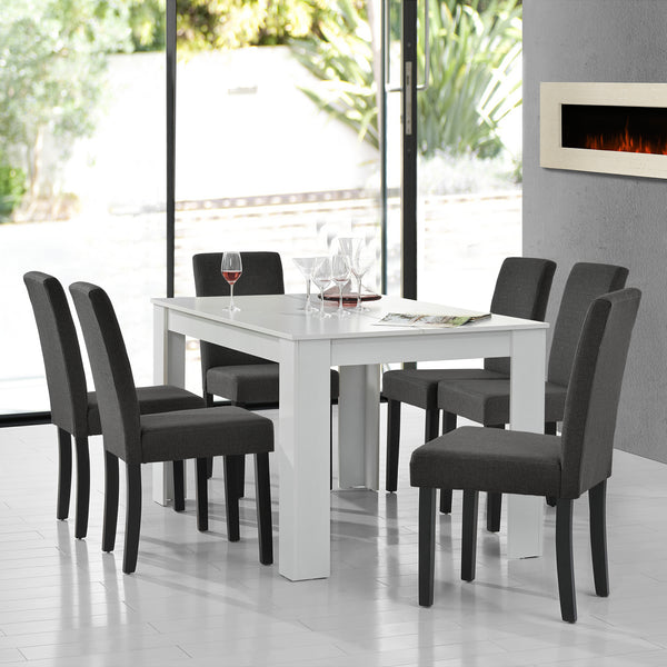 [en.casa]® Spisebord - 140x90cm - og 6 stole