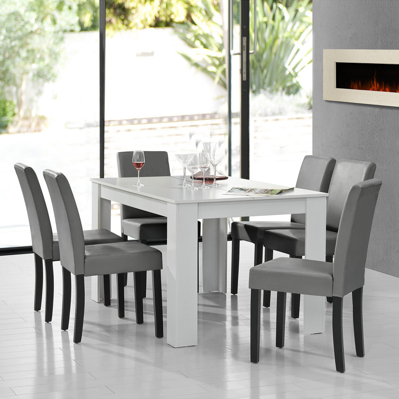 Målskitse [en.casa]® Spisebord Gentofte - 140x90x77cm - 6 stole - i forskellige farver