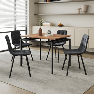 Spisebordssæt Hemnes 5-delt egetræslook/mørkegrå [en.casa]