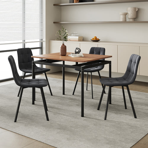 Spisebordssæt Hemnes 5-delt egetræslook/mørkegrå [en.casa]