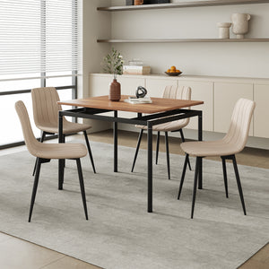 Spisebordssæt Hemnes 5-delt egetræslook/lysebrun [en.casa]