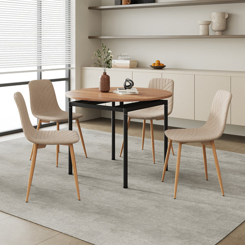 Spisebordssæt Hemnes 5 dele rund lysebrun [en.casa]