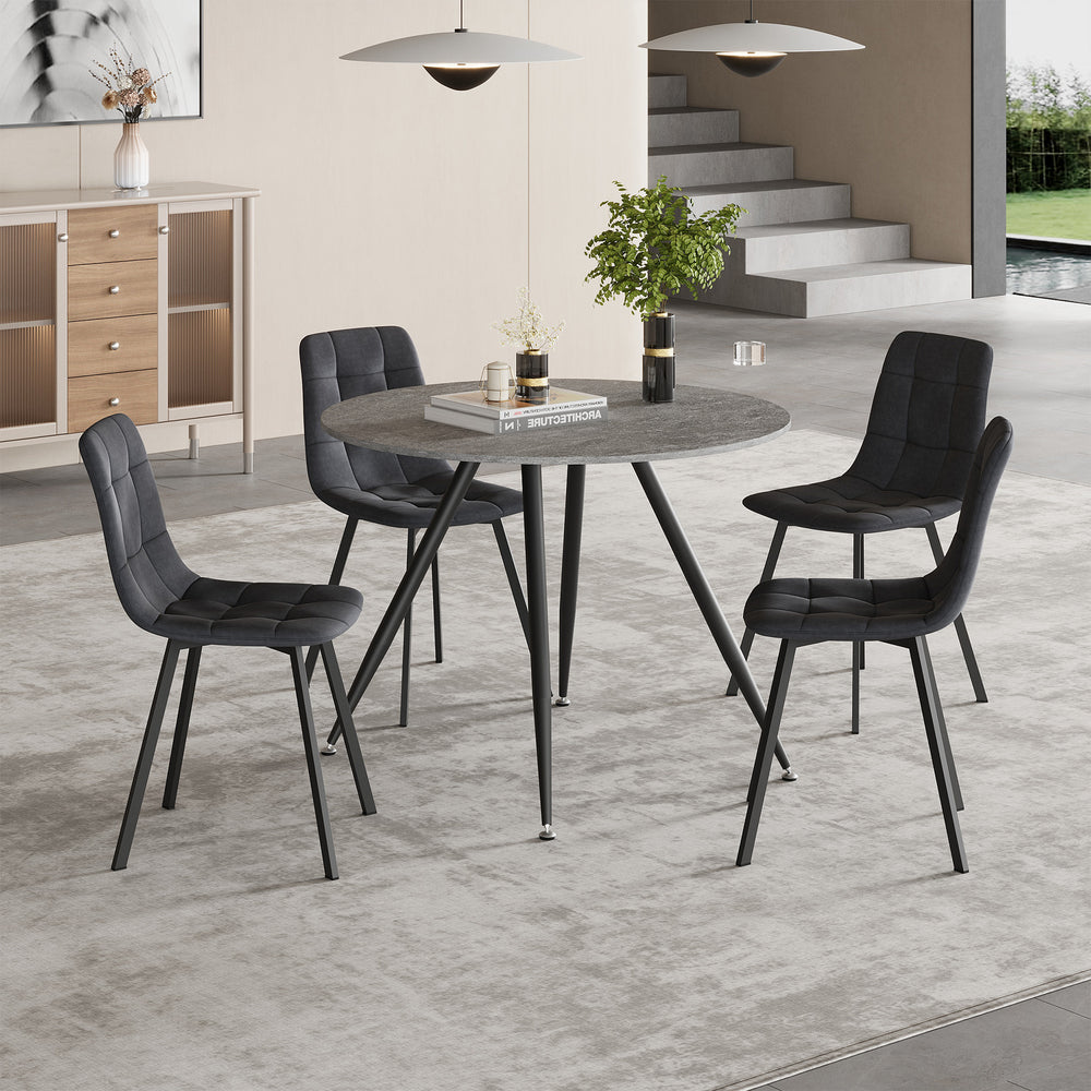 Spisegruppe Fitjar 5 - dele betonlook/mørkegrå [en.casa] - premiumXL