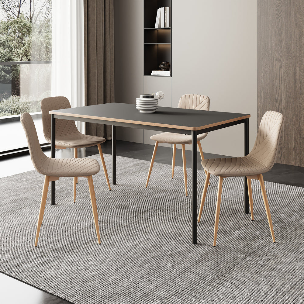 Spisesæt Lindesberg 5-pcs. rektangulær bordplade grå/lysebrun [en.casa].
