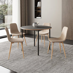 Spisebordssæt Lindesberg 5-pcs. rund bordplade grå/lysebrun [en.casa]