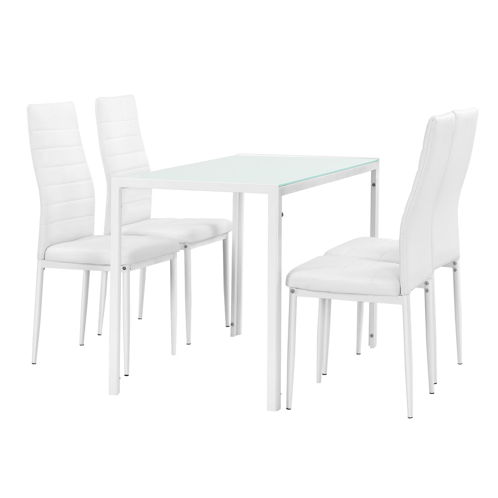 [en.casa]® Spisebord Hillerød - 105x60x75cm - 4 stole - kunstlæder