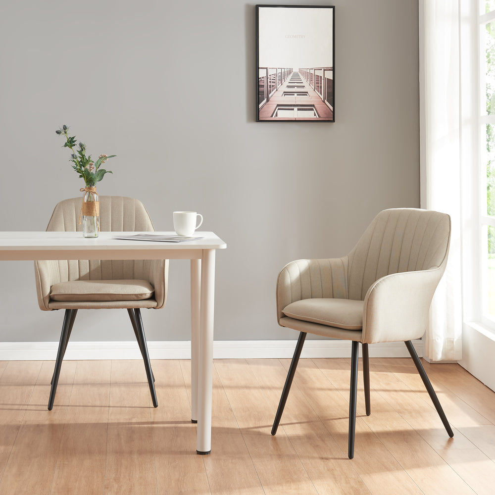 Spisestuestol Kannonkoski i sæt af 2 Beige [en.casa] - premiumXL