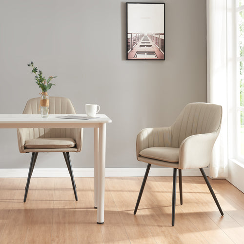 Spisestuestol Kannonkoski i sæt af 2 Beige [en.casa] - premiumXL