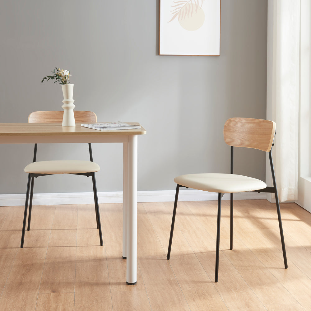 Spisestuestol Jyväskylä 2-sæt 78x45x48 cm Beige [en.casa] - premiumXL