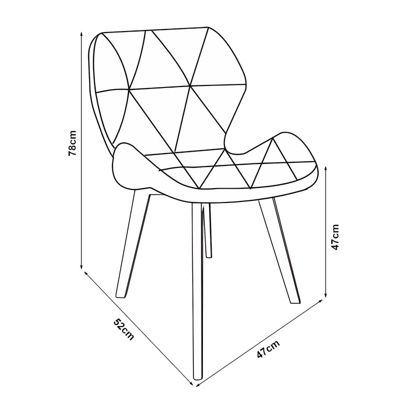 Målskitse Spisebordsstol Älmhult sæt af 4 78x47x52 cm imiteret læder i forskellige farver [en.casa]