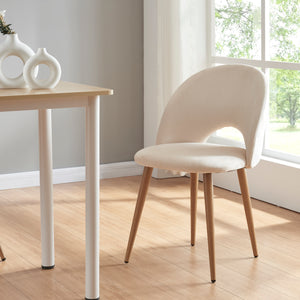 Juego de 2 sillas de comedor Karijoki terciopelo 77x50x55 cm y Natural [en.casa]
