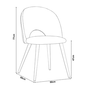 Juego de 2 sillas de comedor Karijoki terciopelo 77x50x55 cm y Natural [en.casa]