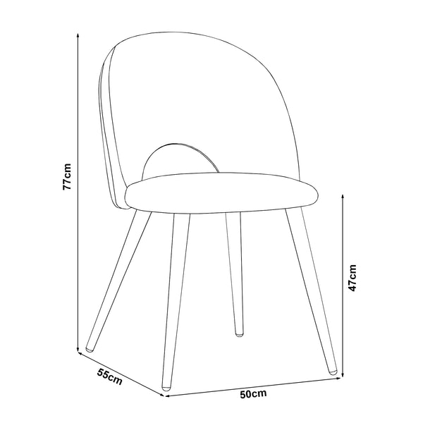 Juego de 2 sillas de comedor Karijoki terciopelo 77x50x55 cm y Natural [en.casa]
